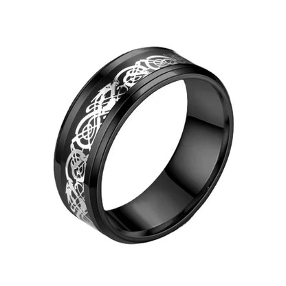 8mm Viking Stainless Steel Carbon Fiber Inlay Ring