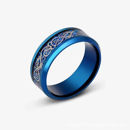 8mm Viking Stainless Steel Carbon Fiber Inlay Ring