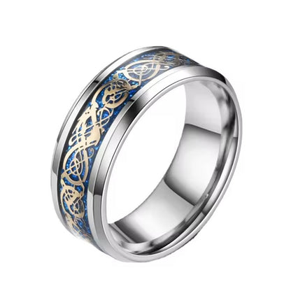 8mm Viking Stainless Steel Carbon Fiber Inlay Ring
